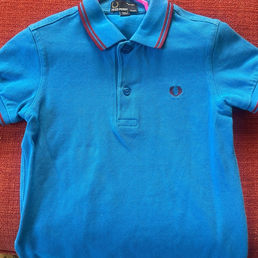 Fred Perry Kids Polo Shirt in Blue with Red Trim